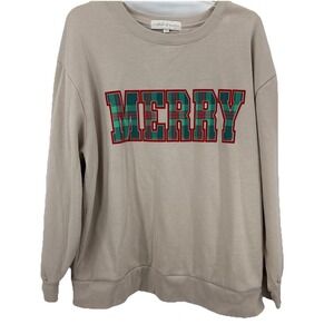 State of Mine Women's Holiday Crewneck‎ Sweatshirt "Merry" Size XL